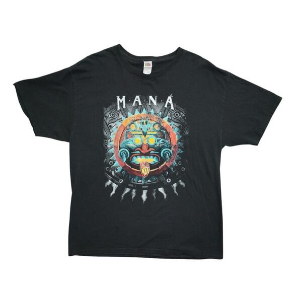 Fruit of the Loom Other - Maná Band T-Shirt Aztec Sun Stone Graphic Tour Tee Black Size L